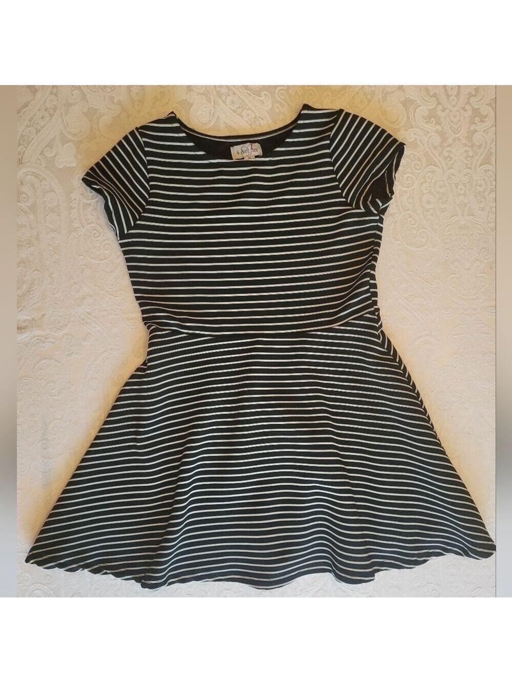 4 Ever Free Black and White Striped Dress, Size 16
